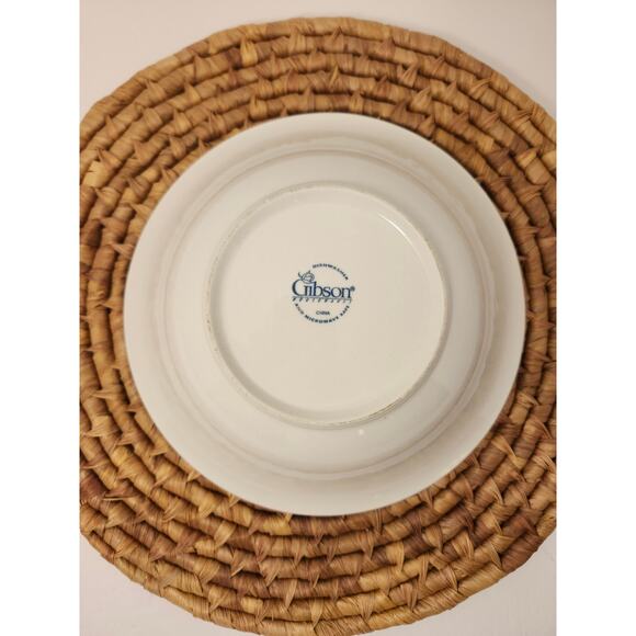 Gibson China Embossed Fruit Serving Bowl 9.5" Apple Grapes Leaves White Single - Picture 2 of 13